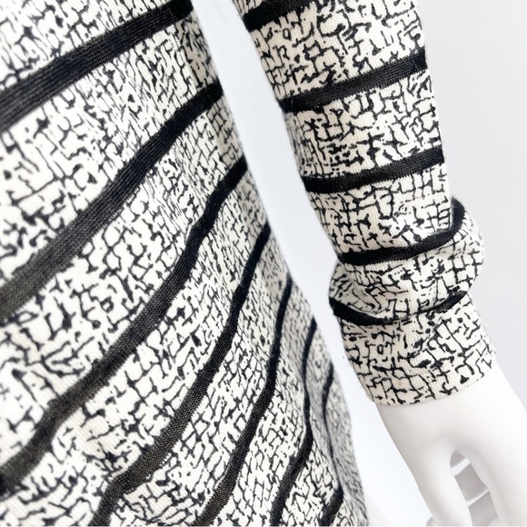 Neiman Marcus Cashmere Collection Gray Striped Open Front Cardigan Sweater Sz S - Picture 4 of 9